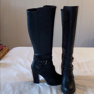 Forever 21 tall biker boots. Black